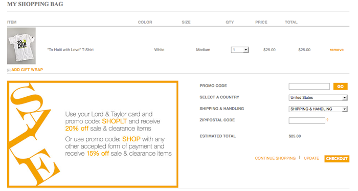 Lord and Taylor Checkout page