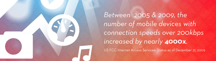 Between  2005 & 2009, the number of mobile devices with connection speeds over 200kbps increased by nearly 4000x.