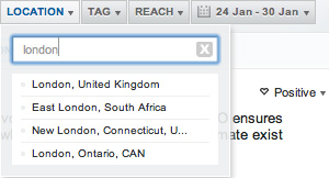 A screenshot of the uberVU location search