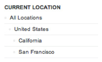 A screenshot highlighting the breadcrumbs in uberVU's locations selector.