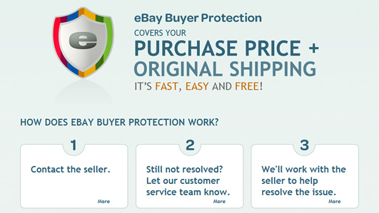 eBay shows its buyer protection policy persistently and explains it in an easy-to-understand way
