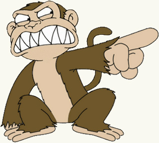 An angry, finger-pointing monkey