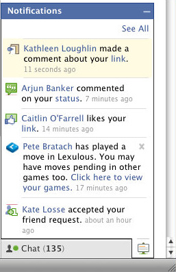 A screenshot of Facebook's notification design