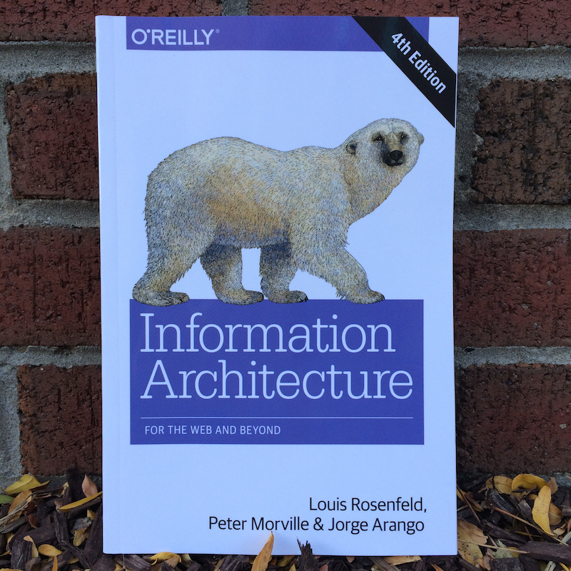 An image of the cover of Information Architecture for the Web and Beyond, with its iconic image of a polar bear.