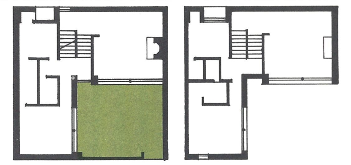 An overhead look at rooms.