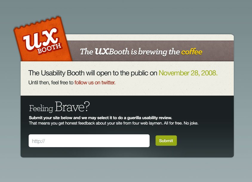 UX Booth's prelaunch sign up page