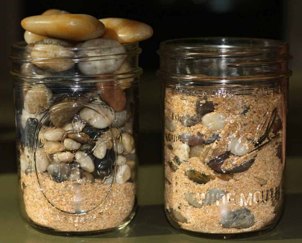When the sand goes in the jar first, the rocks don't fit.