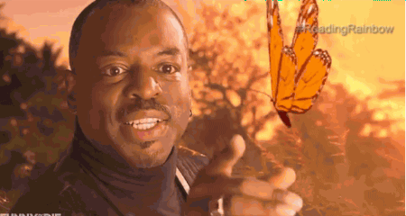 LaVar Burton makes a butterfly explode through the magic of reading.