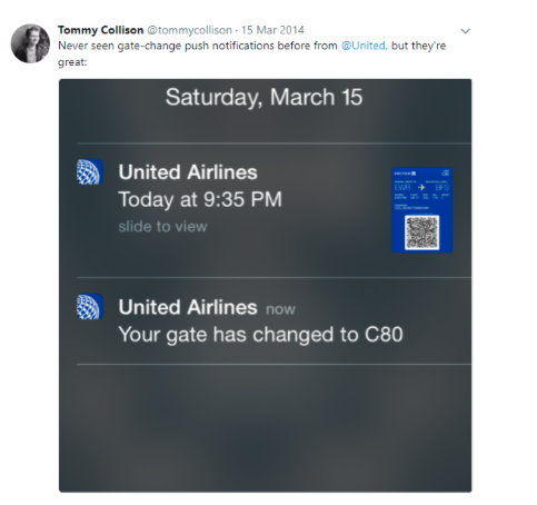 Notification from United Airlines