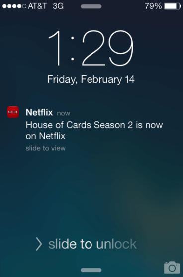 Example of a good Netflix notification.