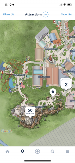 screenshot of the Disney app showing only the wait time for a Star Wars ride