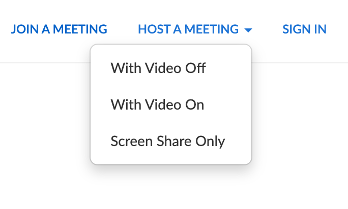Screenshot of Zoom meeting menu