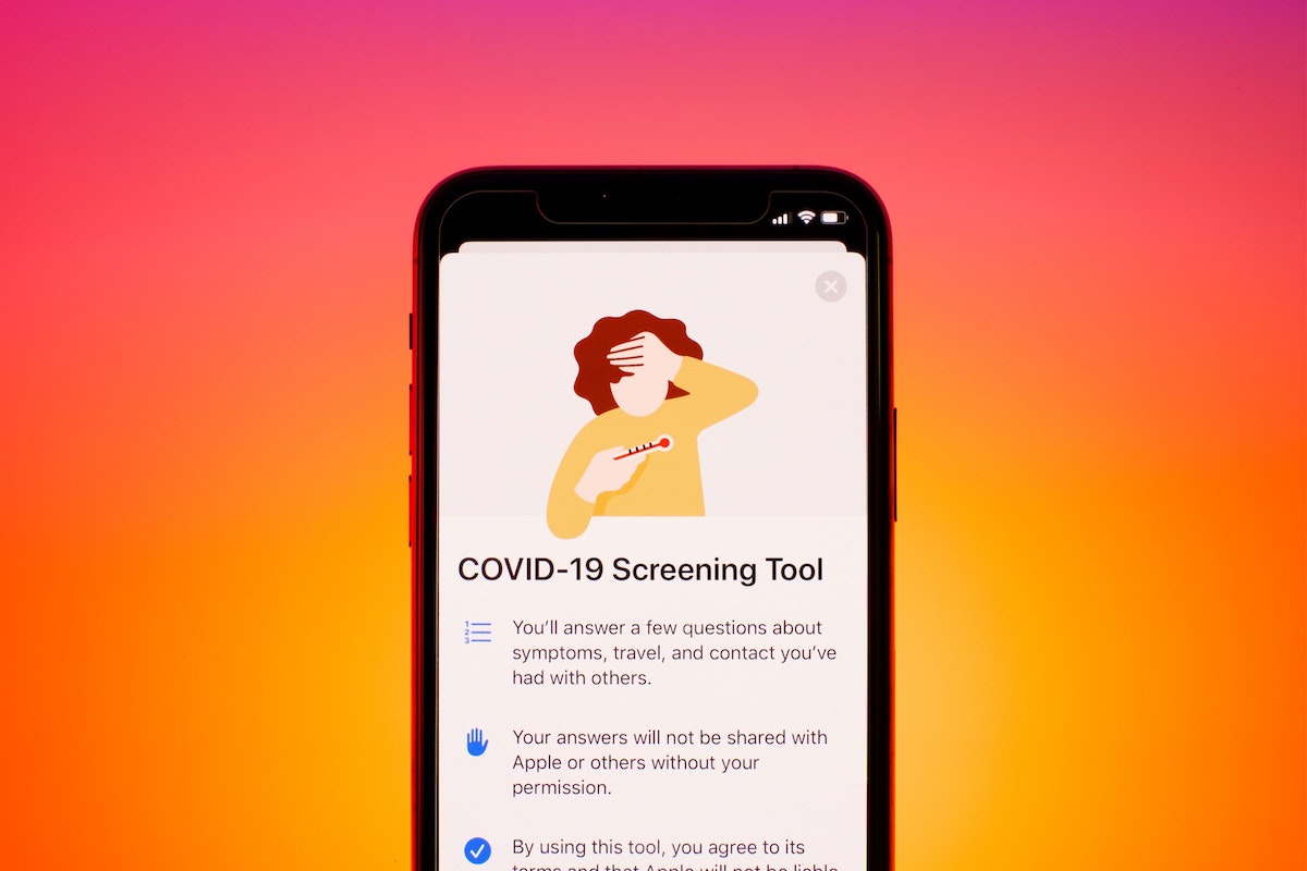Screenshot of COVID symptom checker app