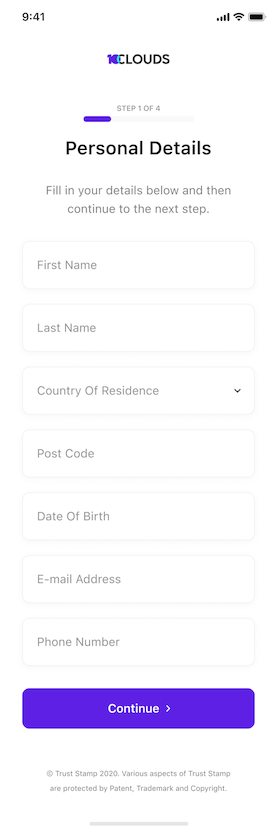 Personal Details screen
