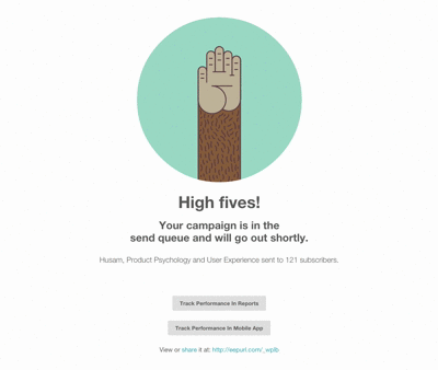 Success message used in Mailchimp