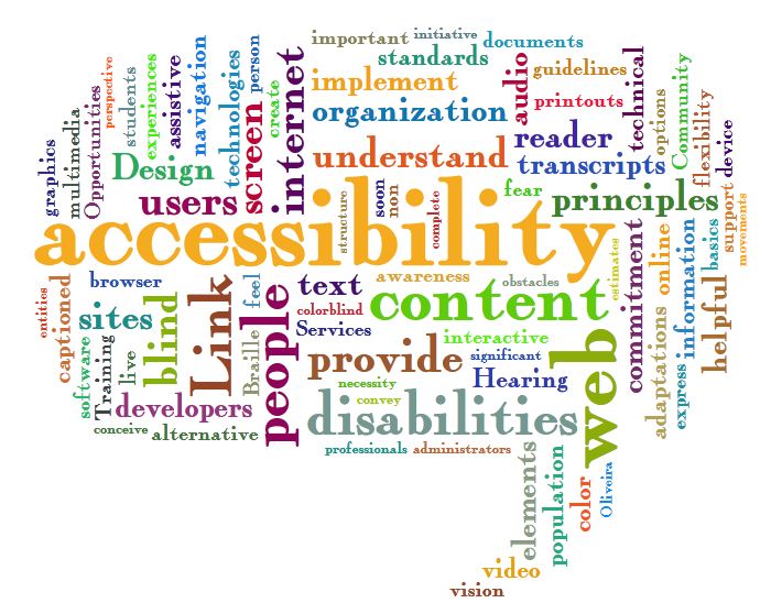Word cloud visualization using terms related to accessibility