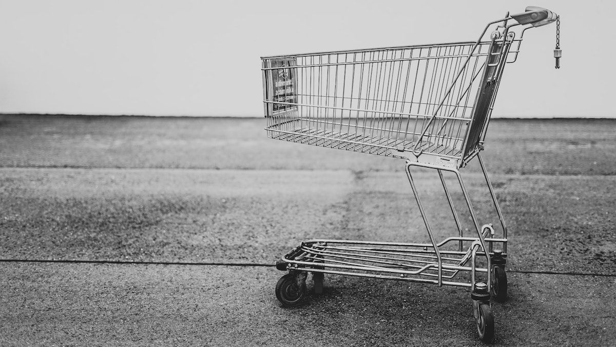 Physical empty shopping cart
