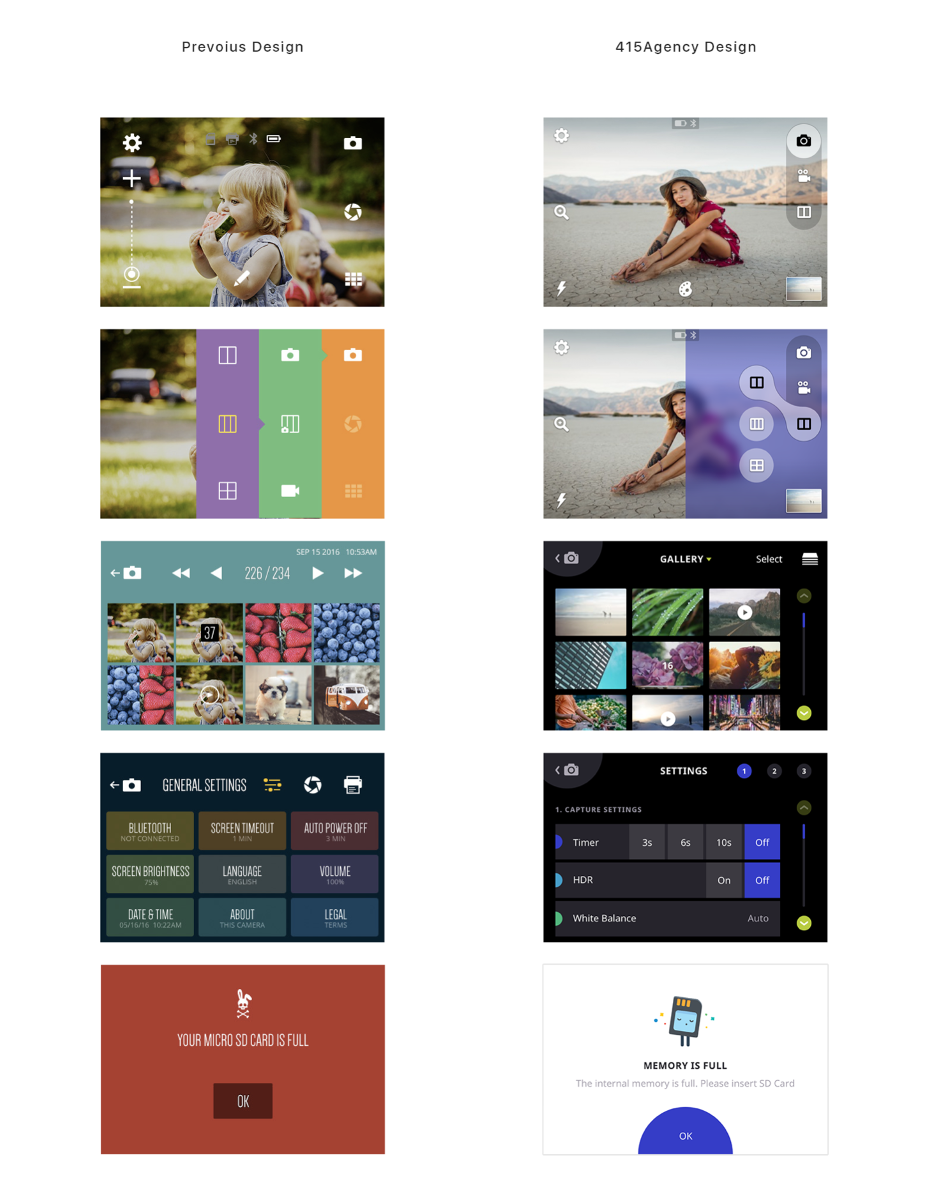 Thumbnail images of Polaroid user interface screens